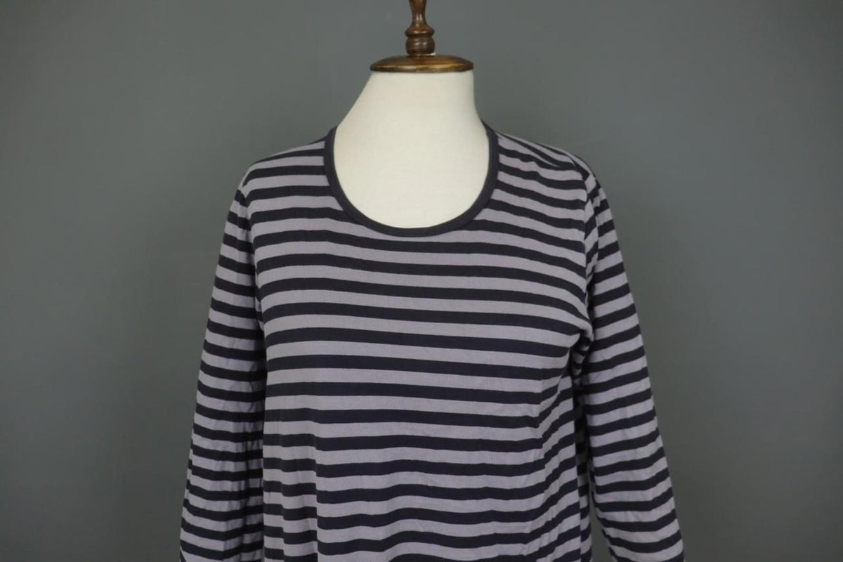 MARIMEKKO Gray & Black Striped 3/4 Sleeve Front Pockets Tunic Dress Sz S/M