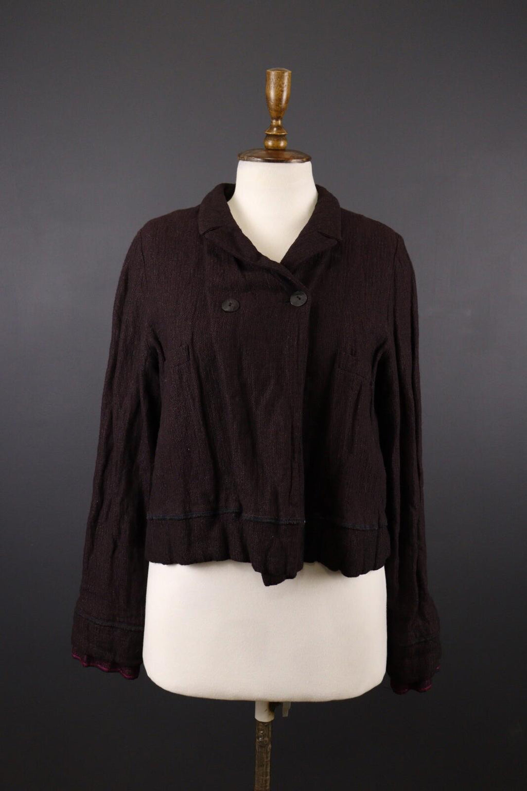 SARAH PACINI Brown Double Breasted Tweed Lightweight Jacket – Size M