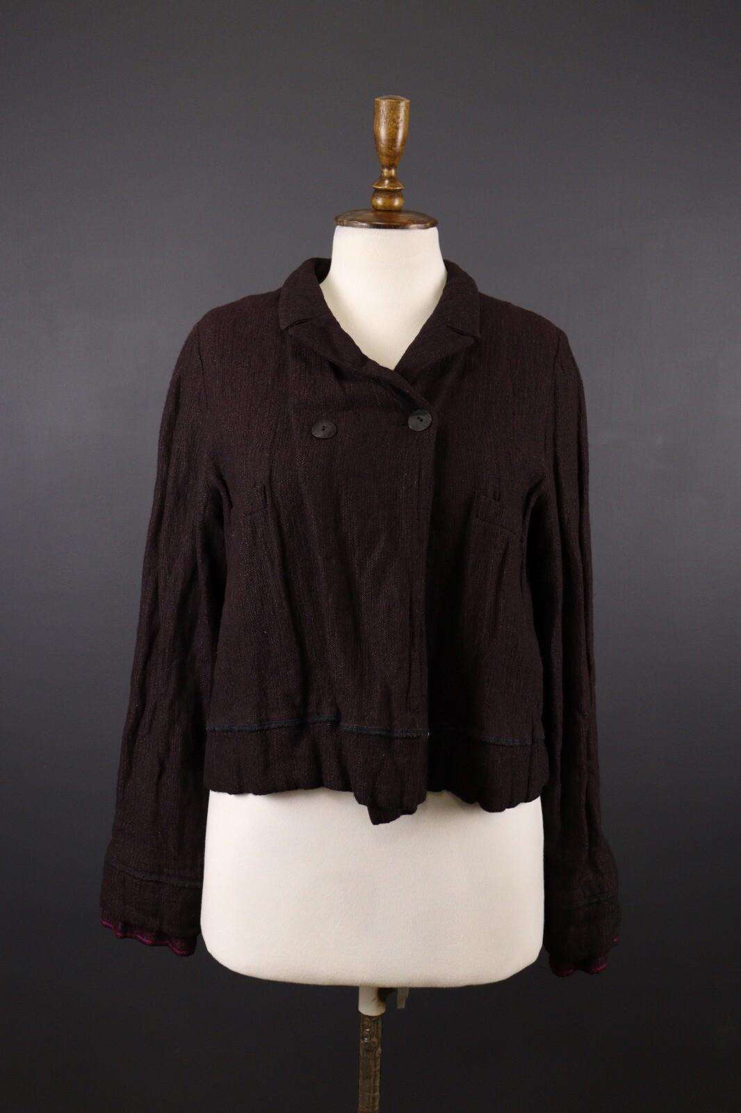SARAH PACINI Brown Double Breasted Tweed Lightweight Jacket – Size M