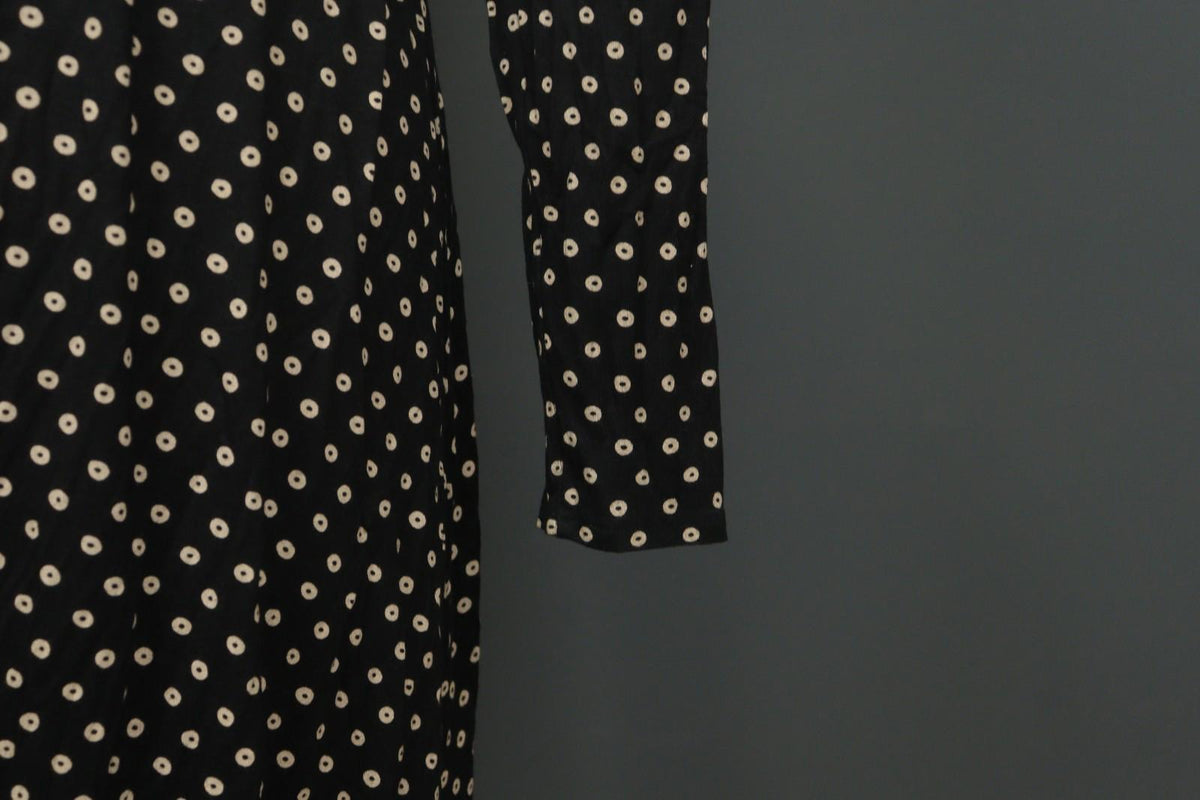 GUDRUN SJODEN Black Polka Dot Modal Long Sleeve Tie Waist Wrap Dress – Size M