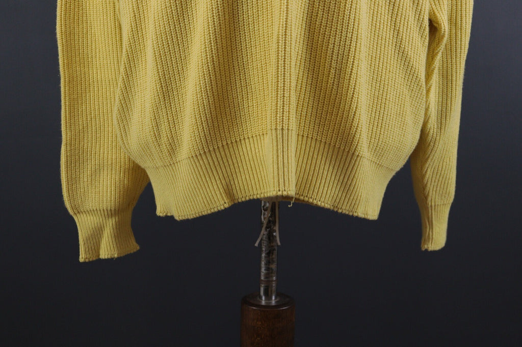 Carlo Colucci Yellow Knit Ribbed V-Neck Wool Sweater – Size L-XL US 44 EU 554