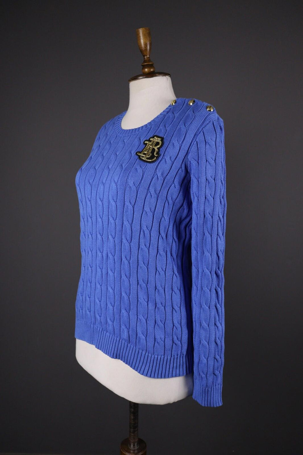 LAUREN RALPH LAUREN Black Label Cable Knit Big Logo Sweater – Size L