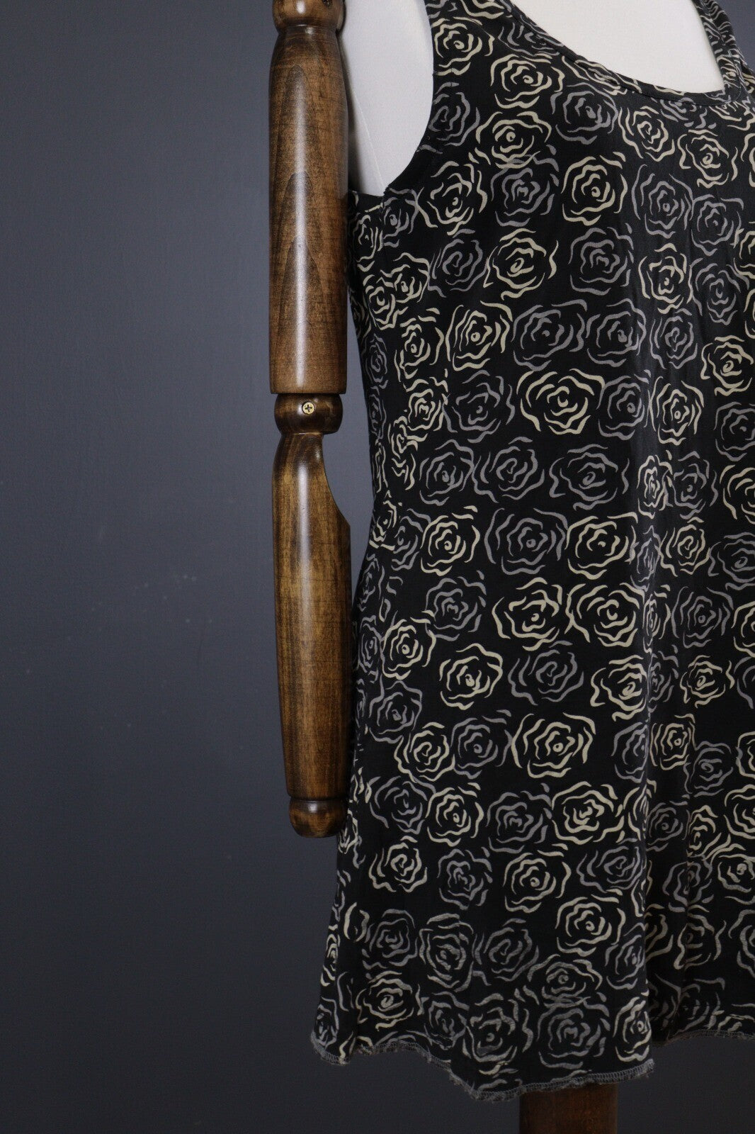 Deerberg by Oska Black Floral Summer Blouson Tunic Sleeveless Dress – Size L