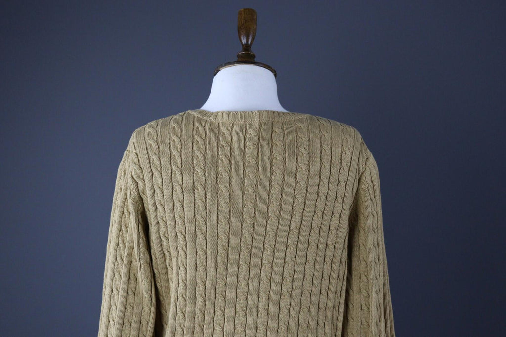 LAUREN RALPH LAUREN Beige Cable Knit Long Sleeve Sweater – Size XL