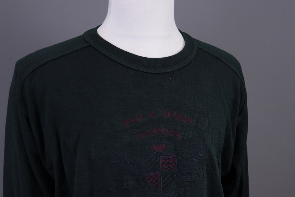 Vintage Paul & Shark Yachting Green Big Logo Knit Sweater Jumper – Size XL