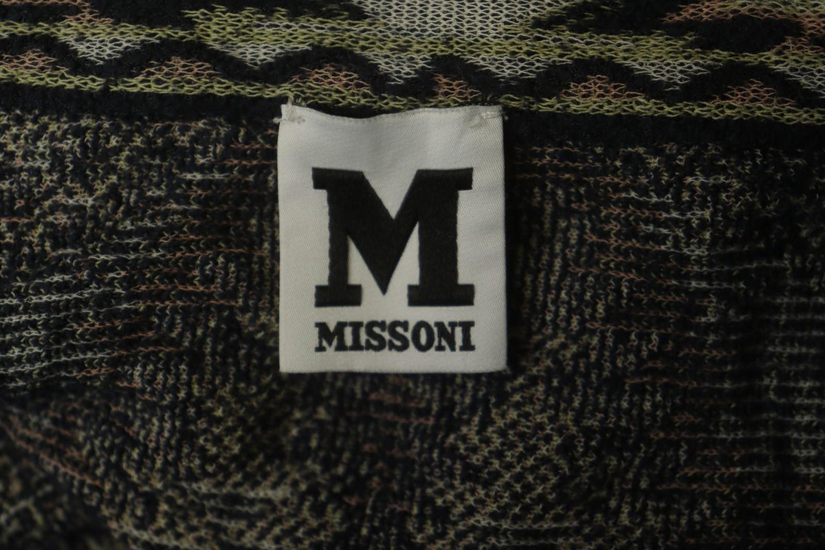 MISSONI Multicolor Cotton Geometric Raglan Sleeve Open Front Cardigan – Size 42