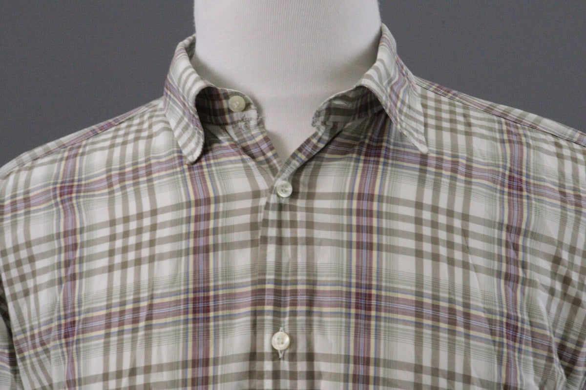Etro Milano Beige Check Long Sleeve Button Down Shirt – Size XL