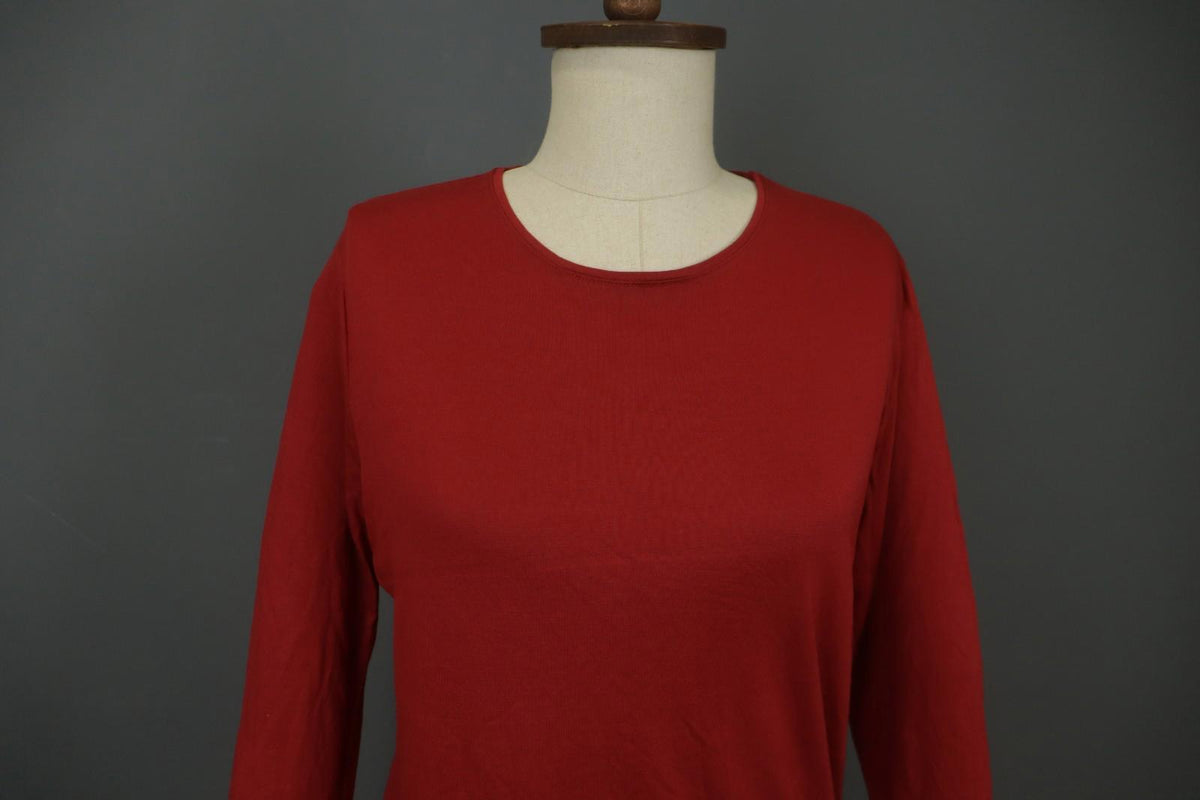 GUDRUN SJODEN Red 100% Modal Long Sleeve Crew Neck Pullover Blouse Top – Size L