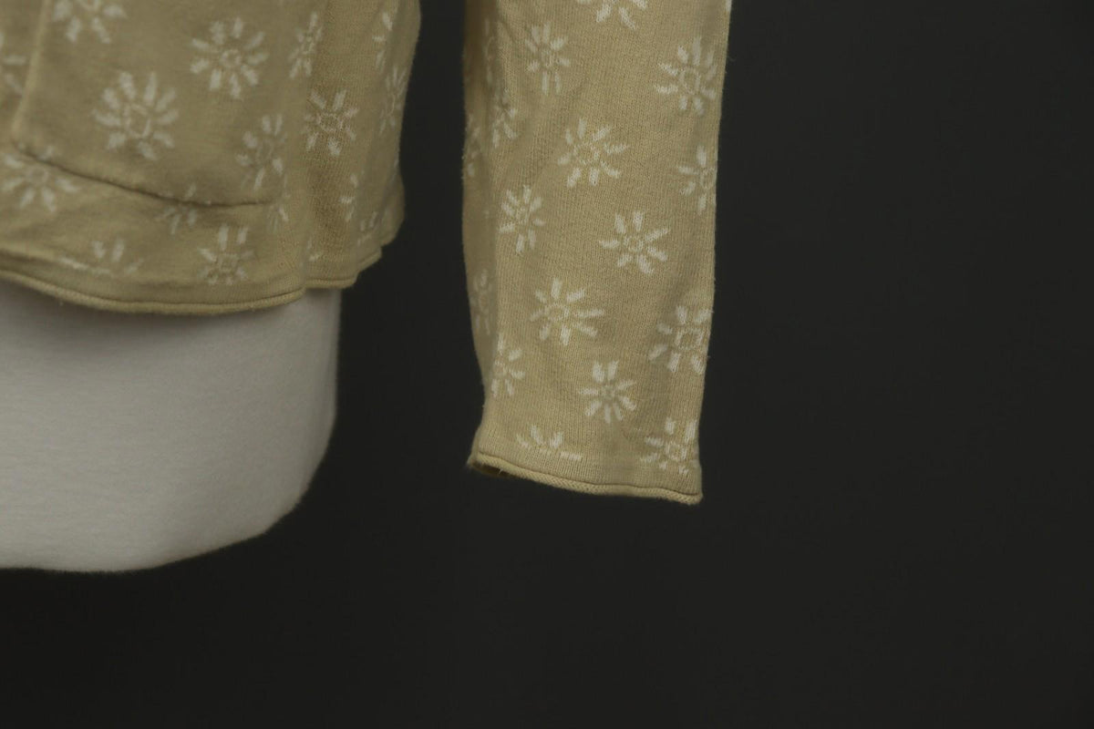 GUDRUN SJÖDEN Beige Floral Long Sleeve Button Front Cardigan Sweater – Size L