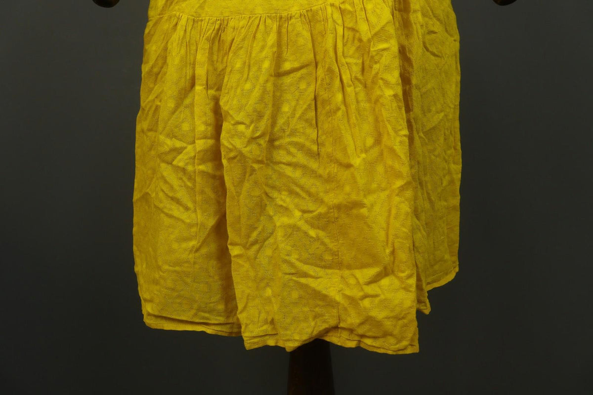 GUDRUN SJODEN Yellow Cotton Long Sleeve Round Neck Button Front Shirt Dress Sz M