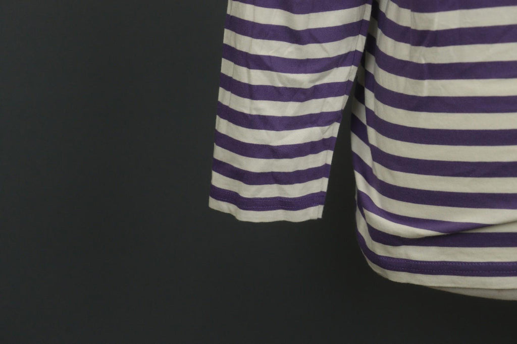 GUDRUN SJODEN Purple White Striped 100% Cotton Long Sleeve Blouse Top – Size M