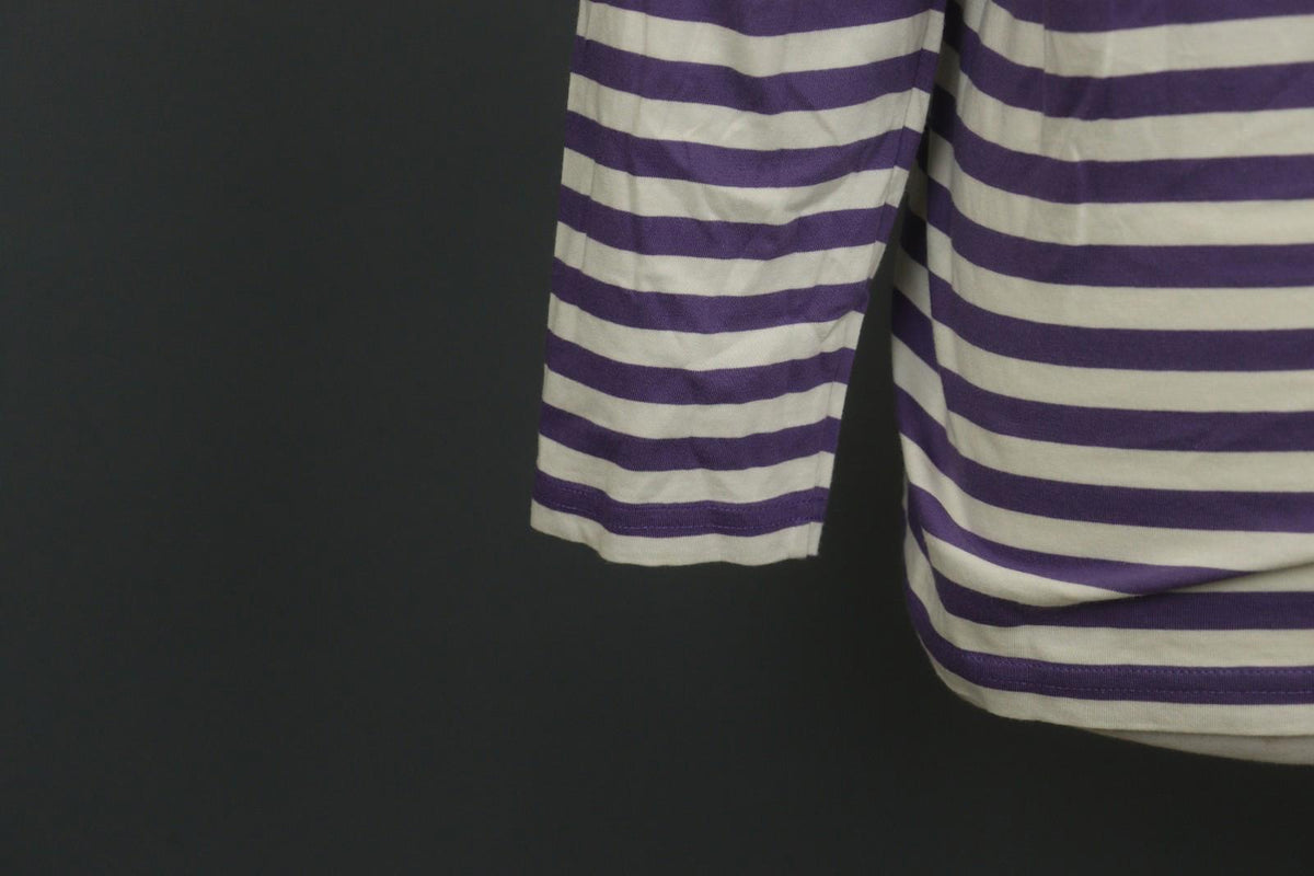 GUDRUN SJODEN Purple White Striped 100% Cotton Long Sleeve Blouse Top – Size M