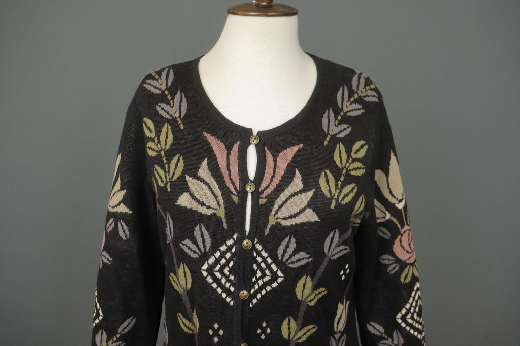 GUDRUN SJÖDEN Multicolor Floral Long Sleeve Button Front Cardigan Sweater – Size M