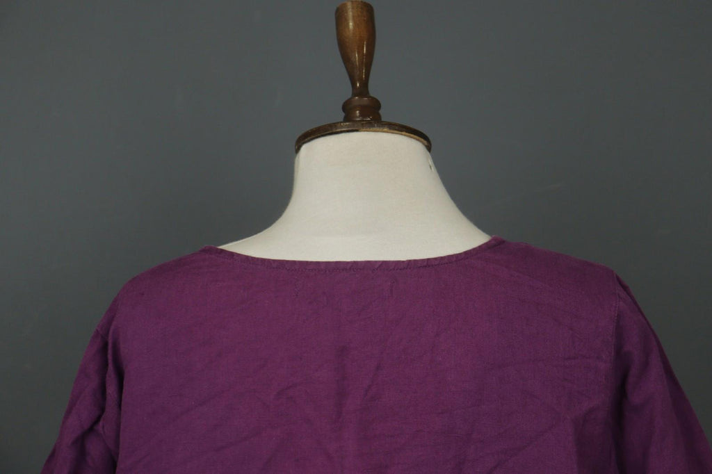 GUDRUN SJÖDEN Purple Cotton Long Sleeve V-Neck Pullover Tunic Dress – Size M