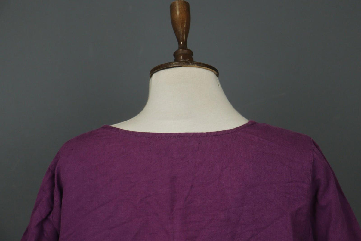 GUDRUN SJÖDEN Purple Cotton Long Sleeve V-Neck Pullover Tunic Dress – Size M