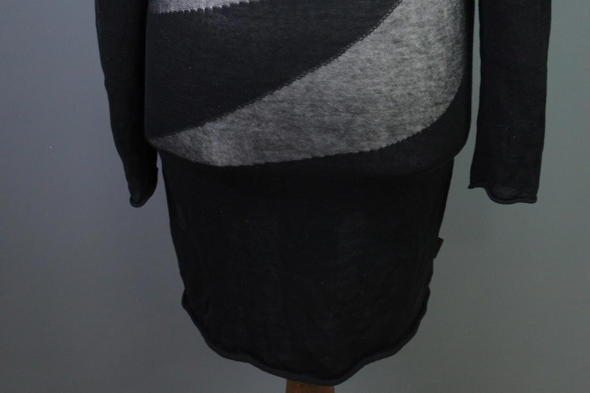 SARAH PACINI Black Knit Mesh Turtle Neck Sweater Midi Dress – Size 1