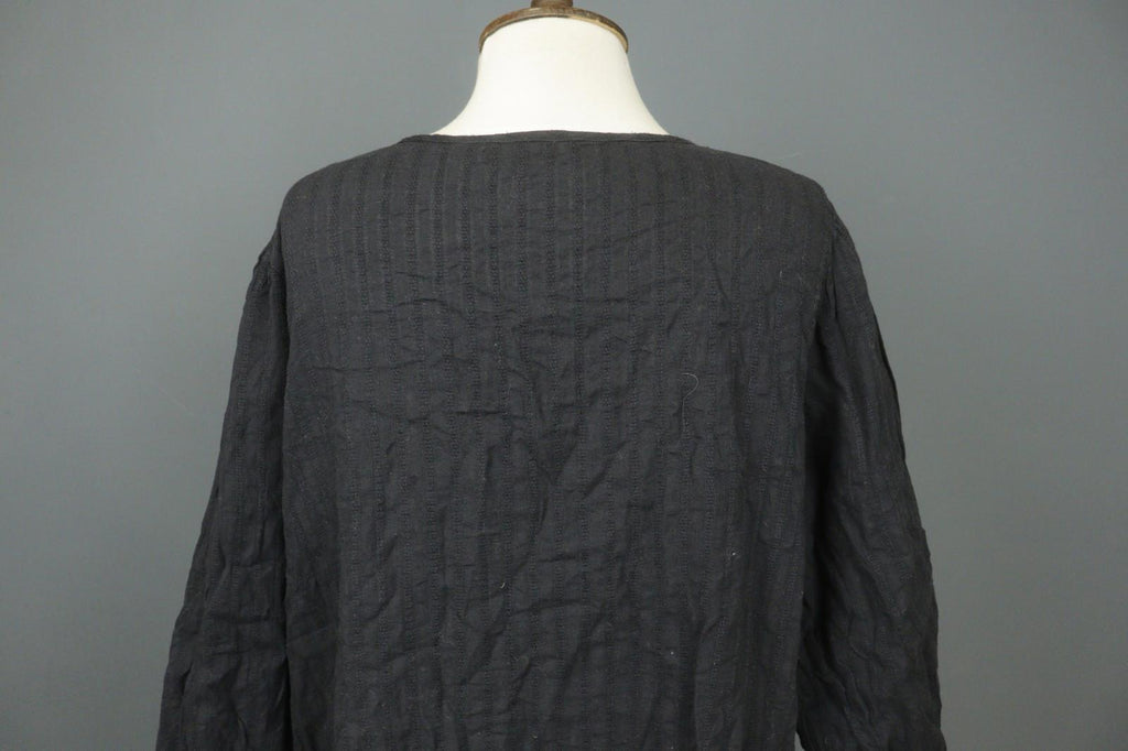 GUDRUN SJODEN Black 100% Cotton Scoop Neck Button Front Shirt Dress – Size XL