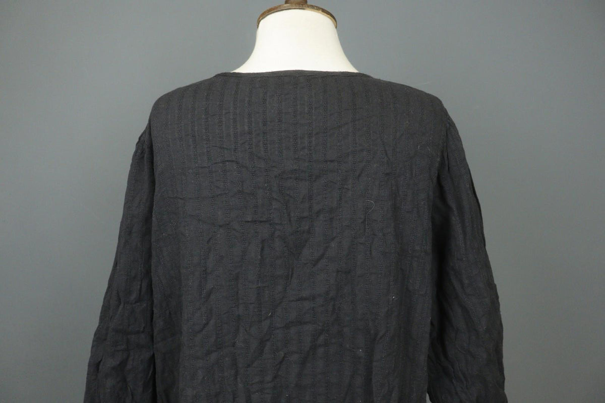 GUDRUN SJODEN Black 100% Cotton Scoop Neck Button Front Shirt Dress – Size XL
