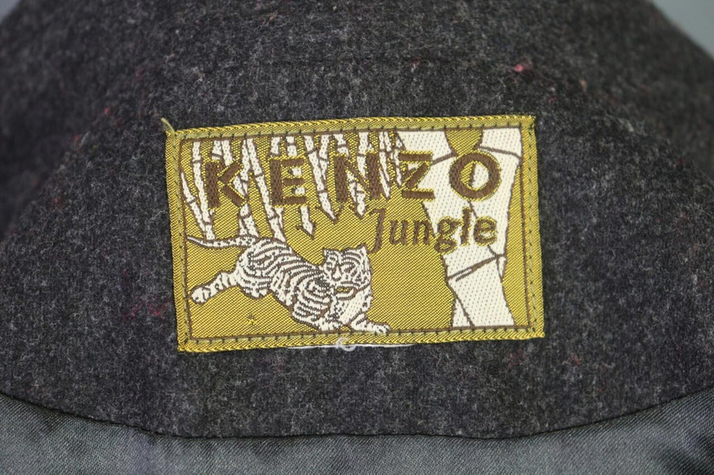 KENZO JUNGLE Gray One Button Knit Cropped Blazer Jacket