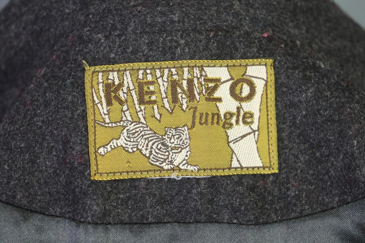 KENZO JUNGLE Gray One Button Knit Cropped Blazer Jacket