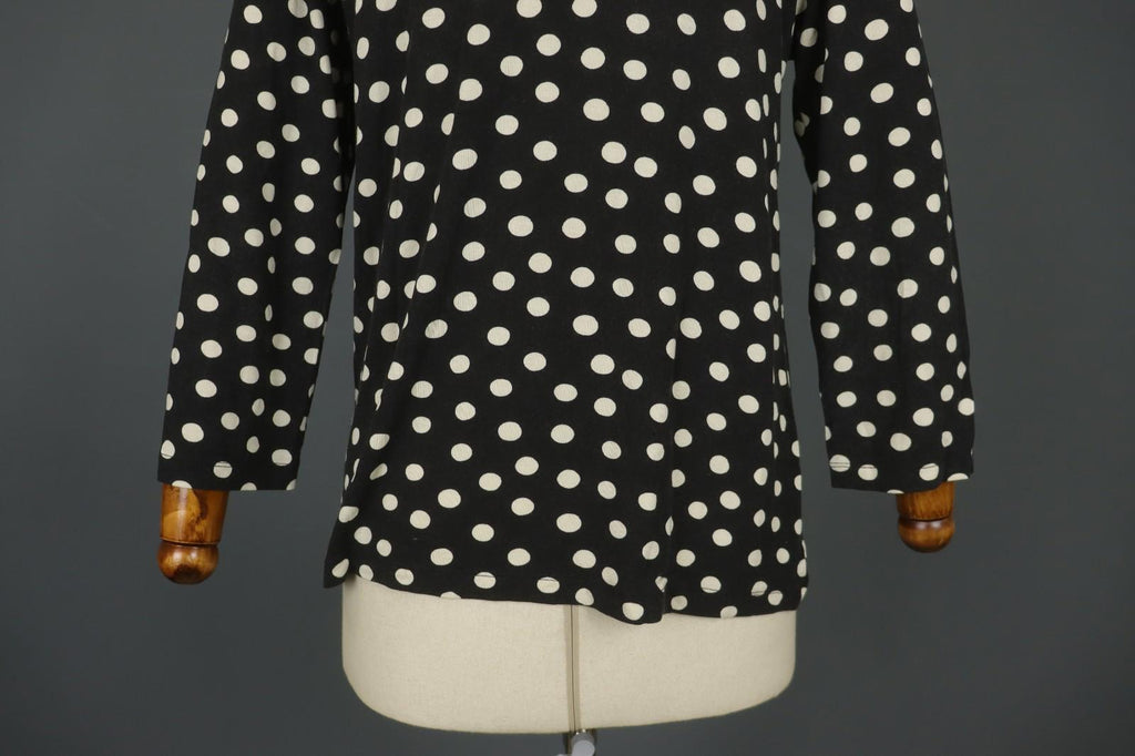 GUDRUN SJODEN White Black Polka Dot Modal Long Sleeve Pullover Blouse Top – Size L
