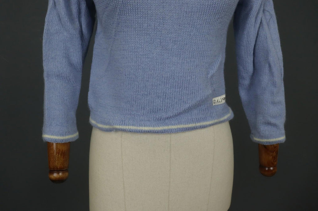DALE OF NORWAY Blue & White Wool Knitted Mock Neck 1/4 Zip Ski Sweater – Size XS
