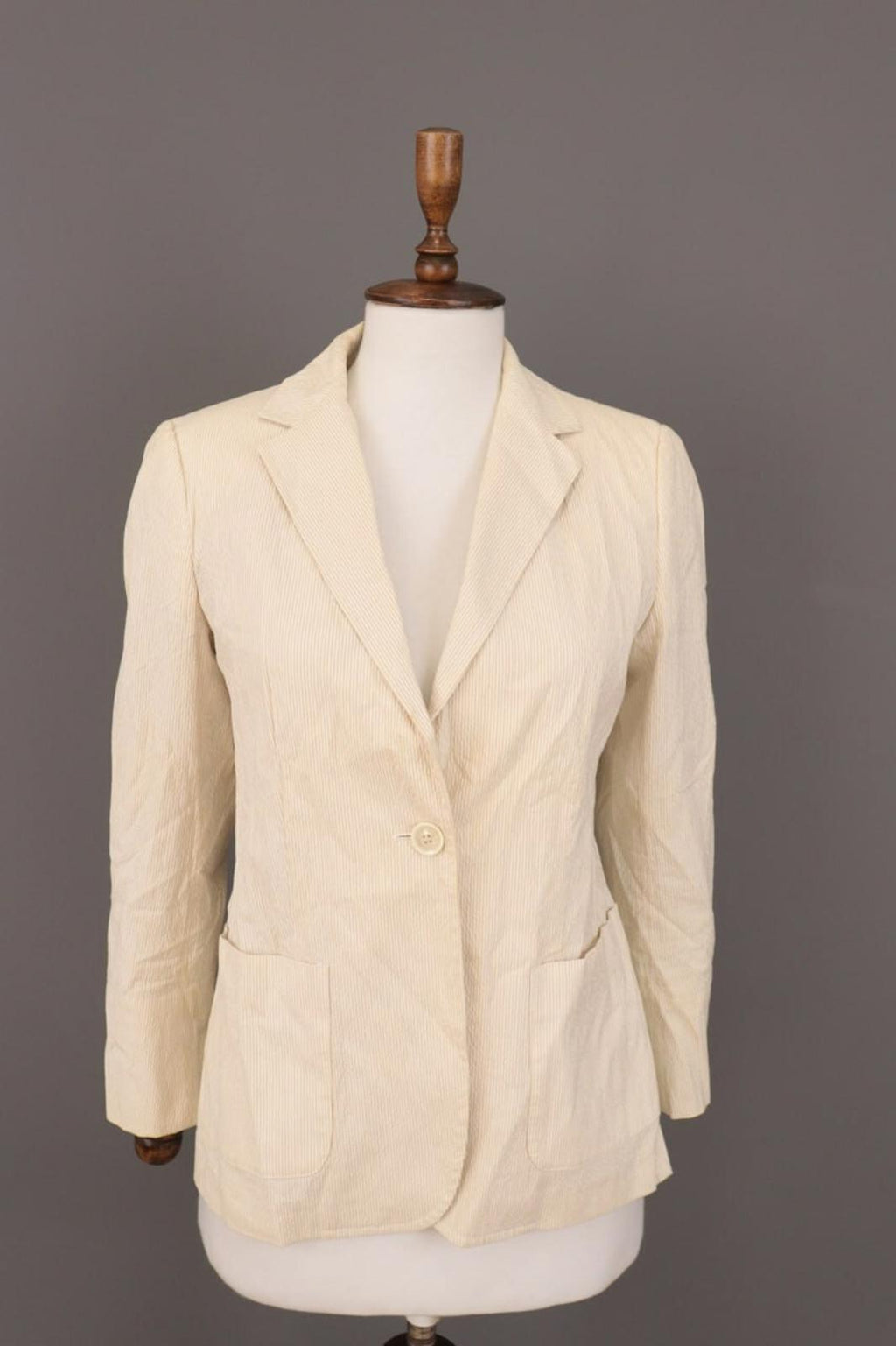 WEEKEND MAX MARA Beige Pinstripe One Button Blazer Jacket – Size USA 10