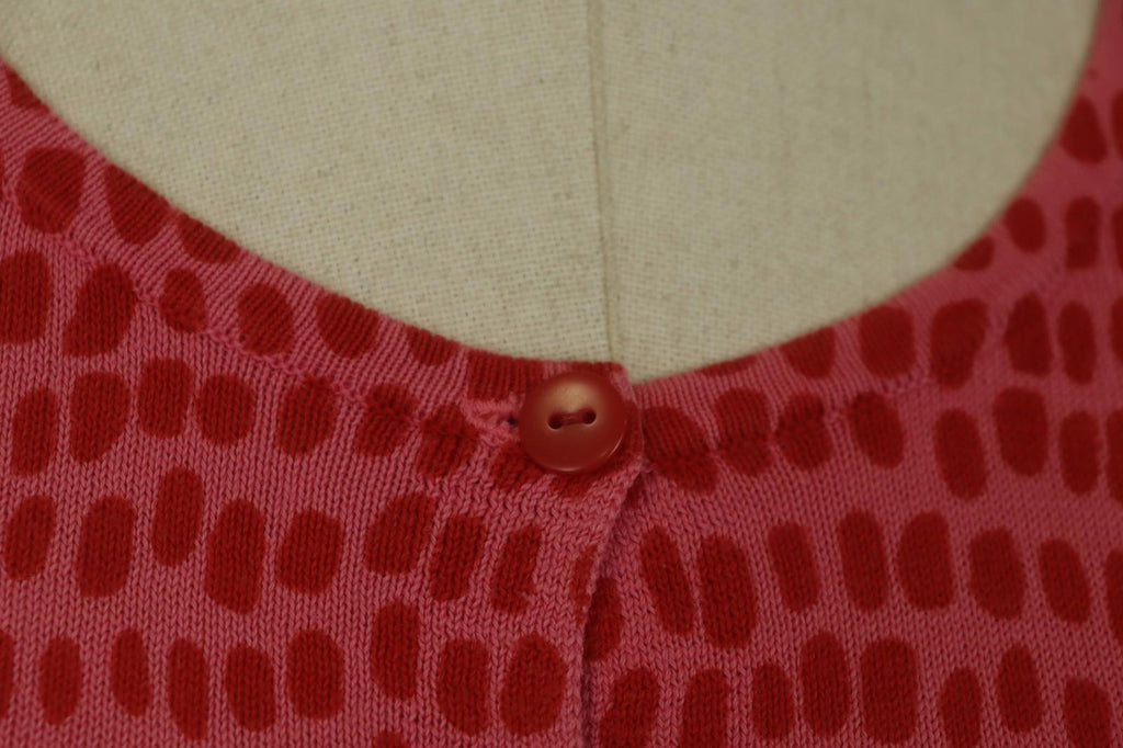 GUDRUN SJODEN Red Dotted Round Neck Long Sleeve Button Front Shirt Top – Size S