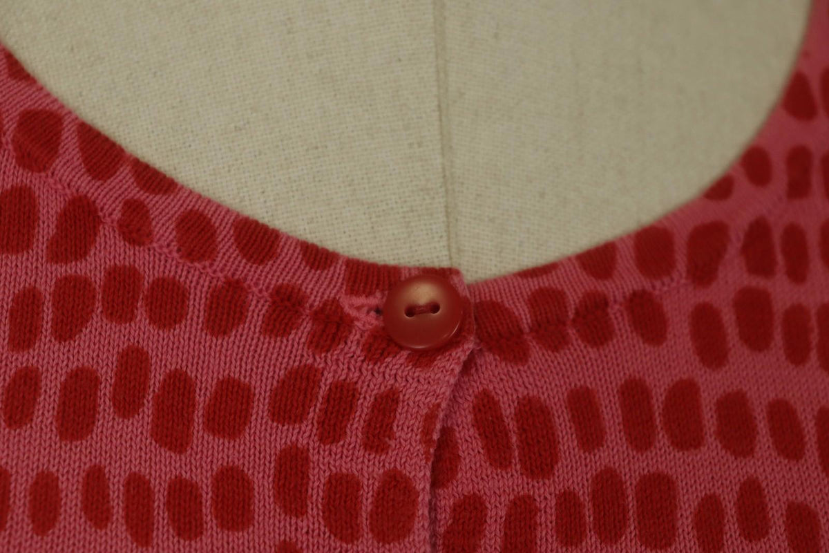 GUDRUN SJODEN Red Dotted Round Neck Long Sleeve Button Front Shirt Top – Size S