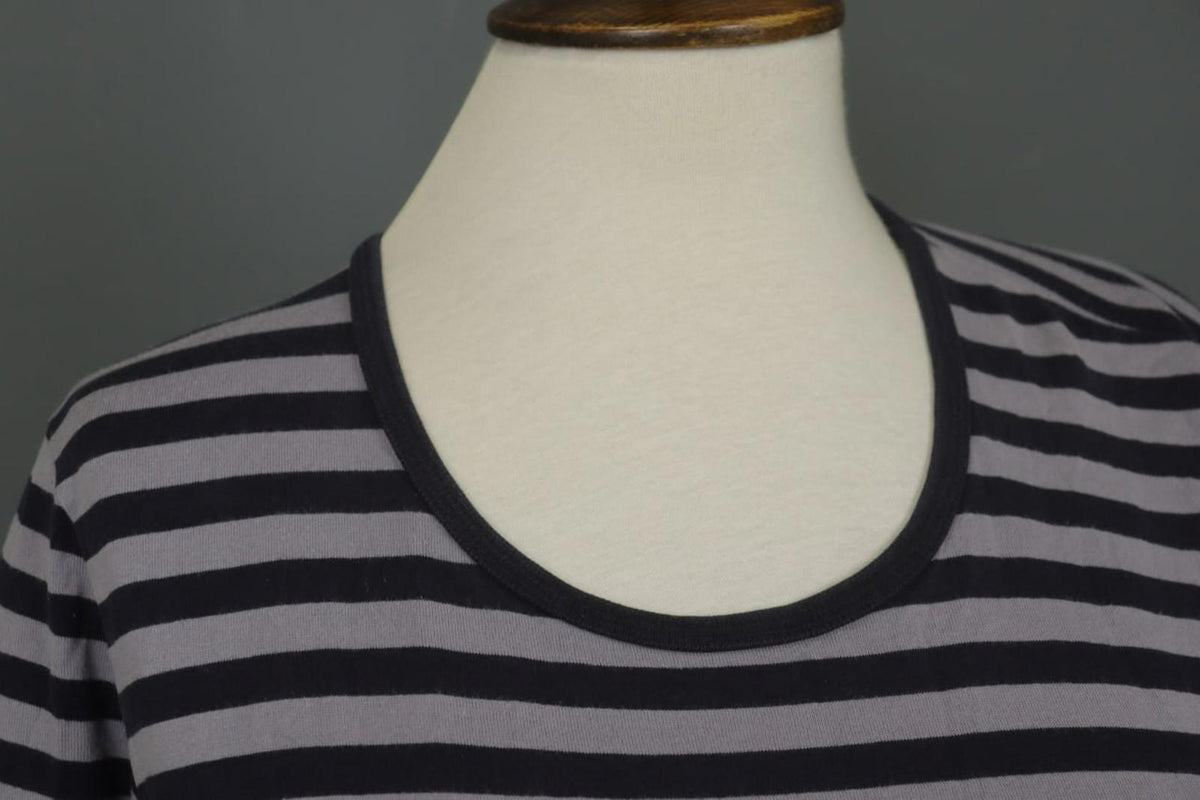 MARIMEKKO Gray & Black Striped 3/4 Sleeve Front Pockets Tunic Dress Sz S/M
