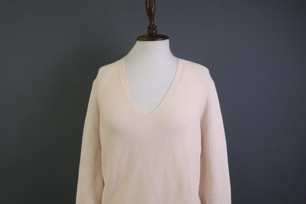 OSKA Pink Long Sleeve V-Neck Pullover Knit Sweater