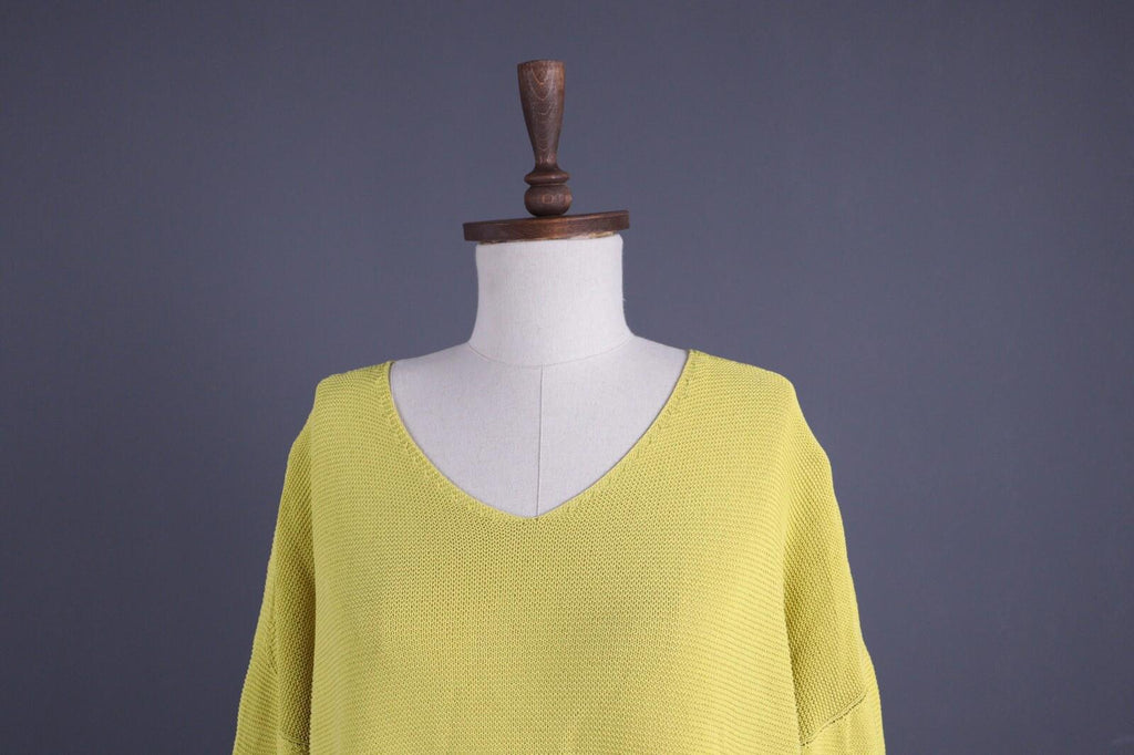 Used OSKA Yellow V-Neck Lagenlook Long Sleeve Tunic Top – Size 4
