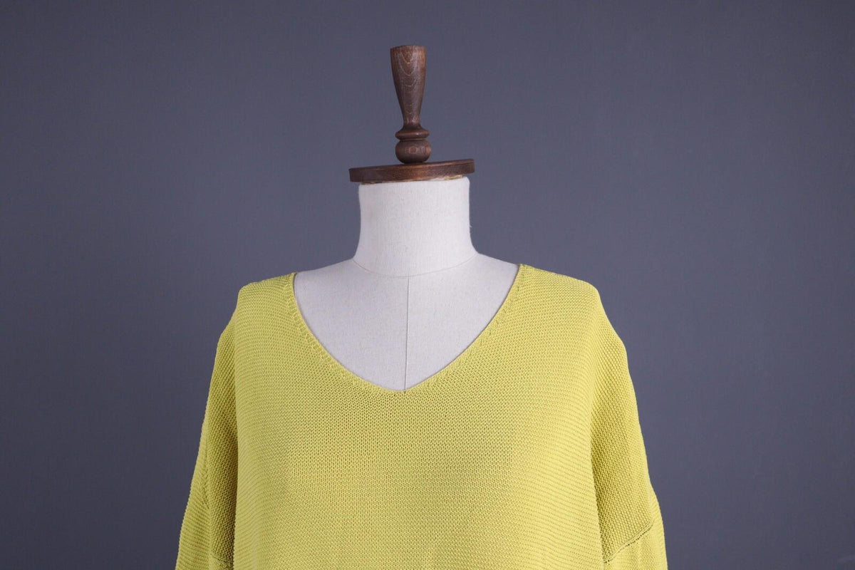 Used OSKA Yellow V-Neck Lagenlook Long Sleeve Tunic Top – Size 4