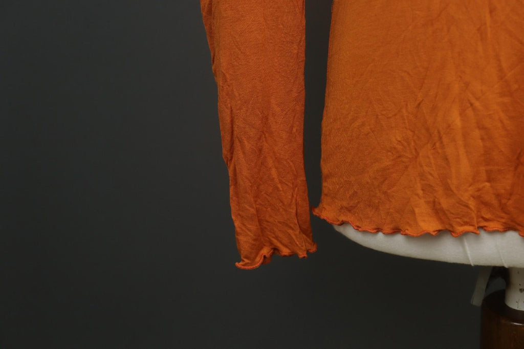 GUDRUN SJODEN Orange Modal Stretch Slim Fit Long Sleeve Pullover Blouse Top Sz M