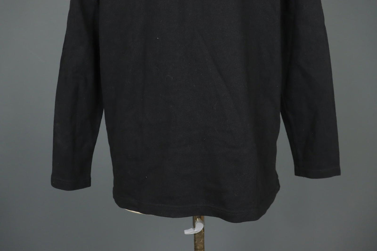 GUDRUN SJODEN Black Cotton Long Sleeve Round Neck Slit Pullover Sweater – Size M
