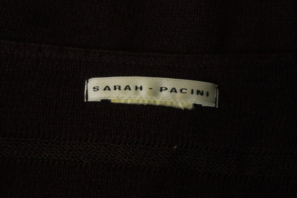SARAH PACINI Maroon White Striped Knitted Long Sleeve Round Neck Dress M / L