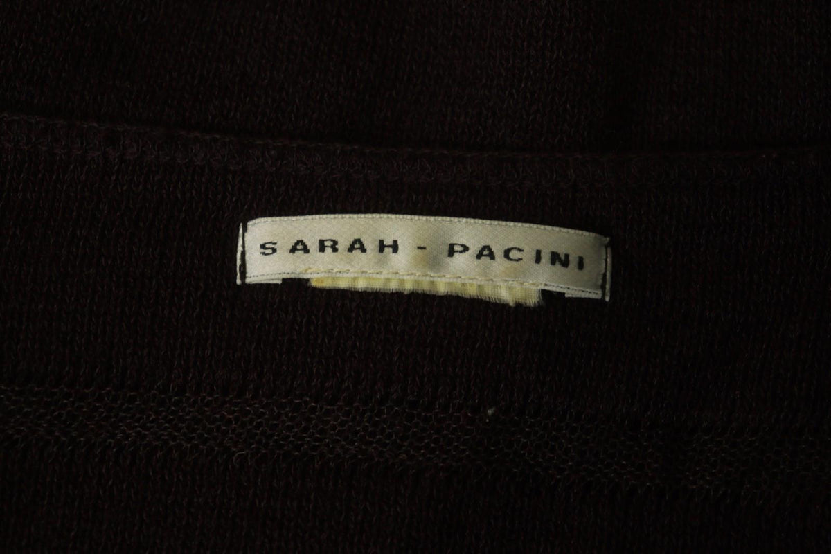 SARAH PACINI Maroon White Striped Knitted Long Sleeve Round Neck Dress M / L