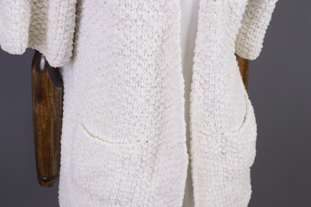GANNI White Knit Open Front 3/4 Sleeve Cardigan Sweater – Size S