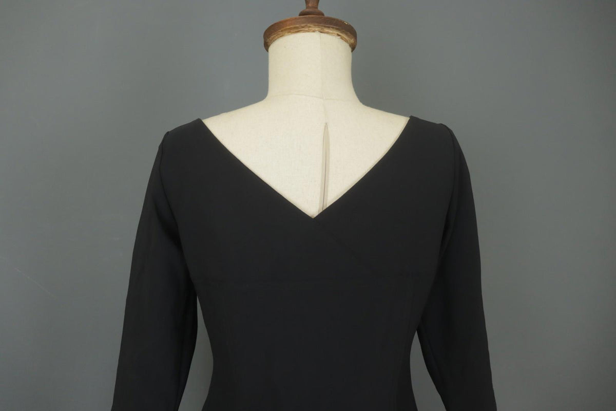 SARAH PACINI Black Long Sleeve Round Neck Pullover Bodycon Dress – Size S / M