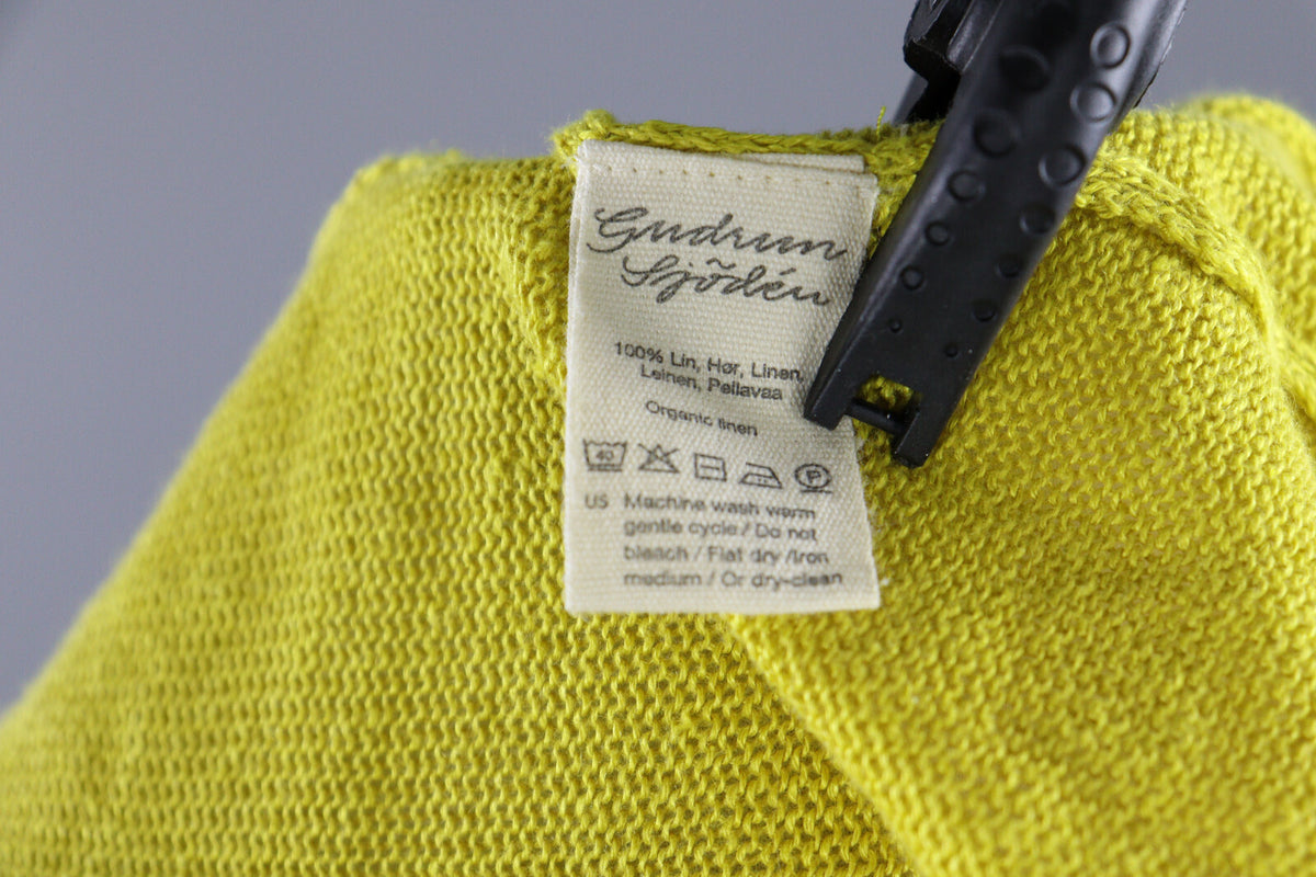 Gudrun Sjöden Yellow Linen Long Sleeve Cardigan Sweater – Women's L