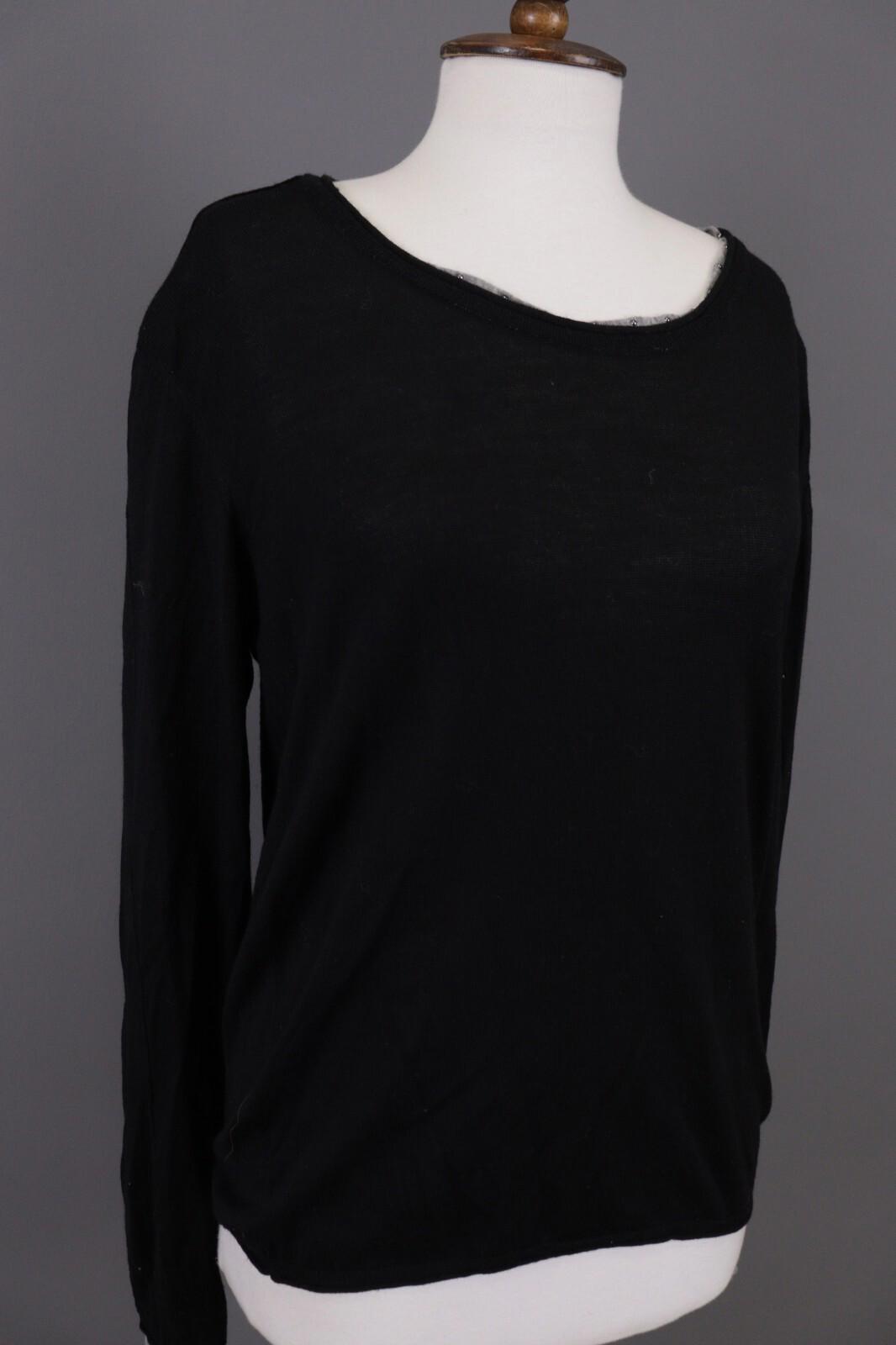 VERSACE COLLECTION Black Merino Wool Knit Long Sleeve Top Tunic Shirt – Size M