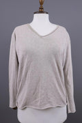 FABIANA FILIPPI Beige Knit V-Neck Relaxed Sweater – Size S