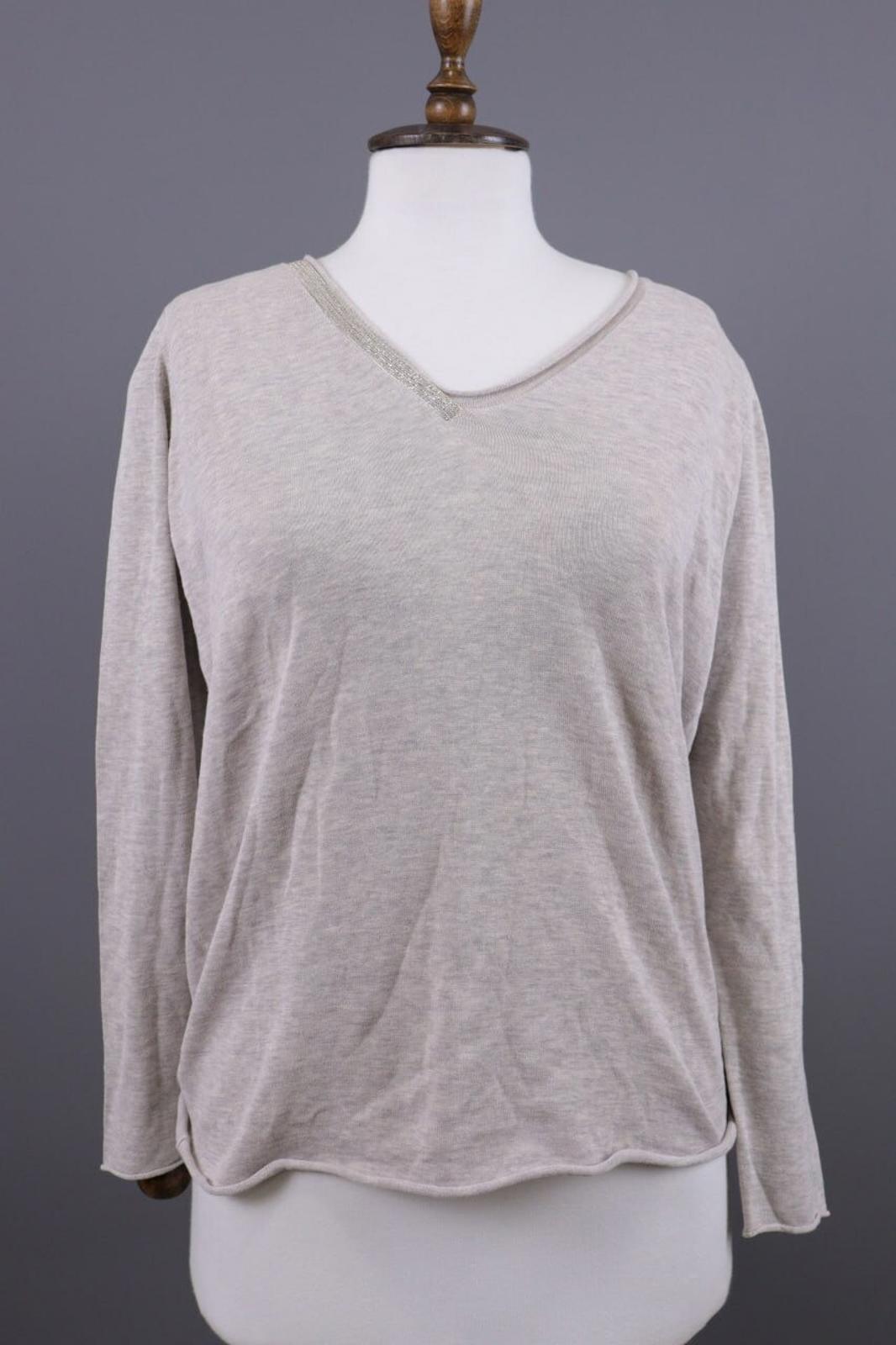 FABIANA FILIPPI Beige Knit V-Neck Relaxed Sweater – Size S