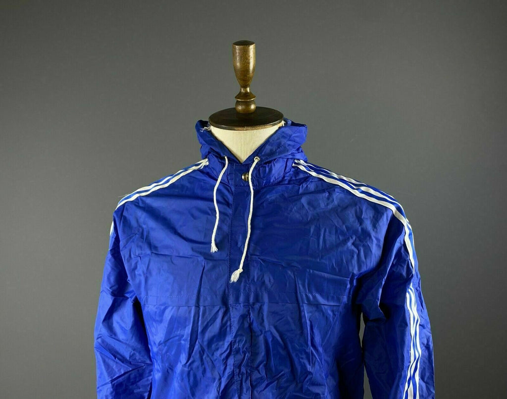 Vintage Adidas Ventex Blue White Stripe Nylon Track Jacket – Men's M