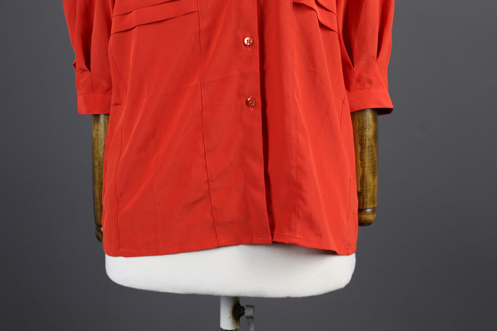 Escada Vintage Red Designer Party Cocktail Blouse Shirt – Size L