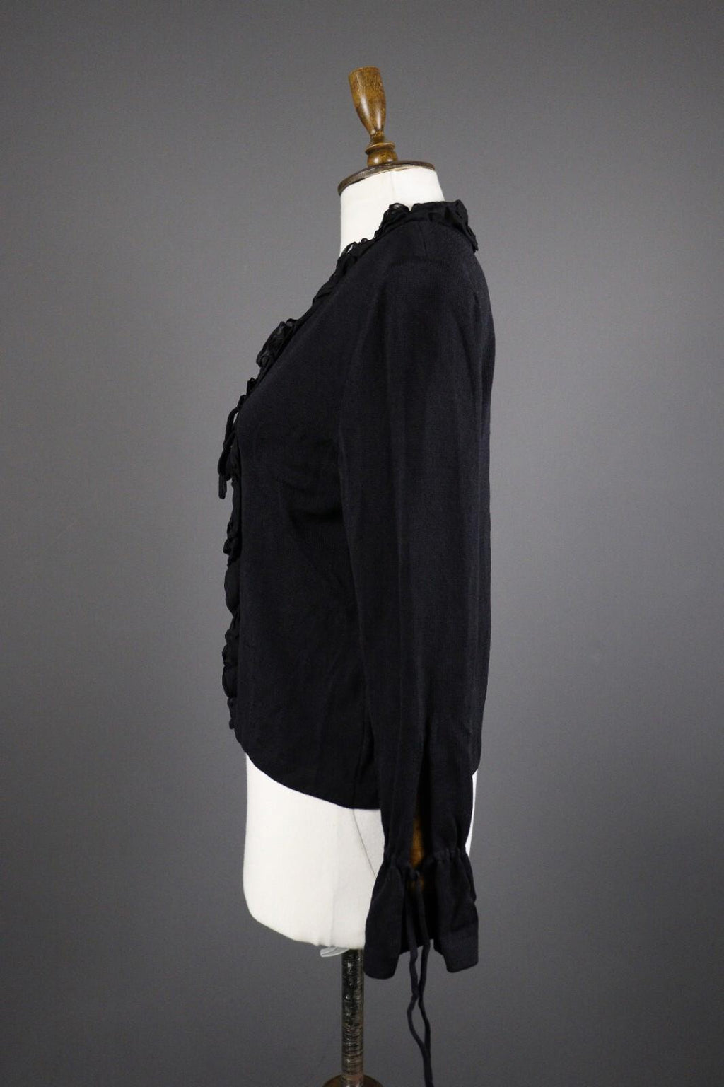 ST. JOHN EVENING Black Wool Lagenlook Knit Cardigan Sweater – Size 8
