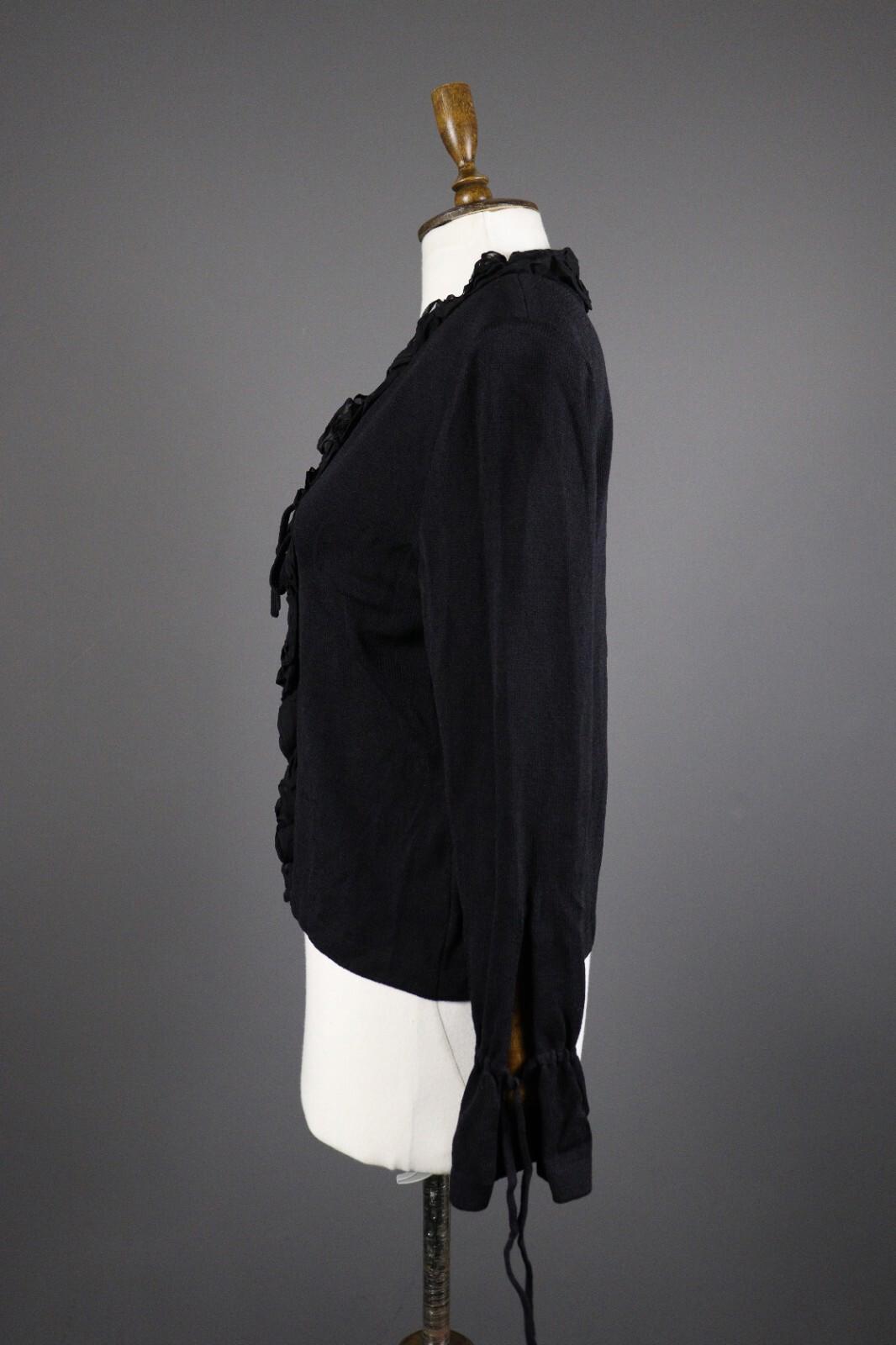 ST. JOHN EVENING Black Wool Lagenlook Knit Cardigan Sweater – Size 8