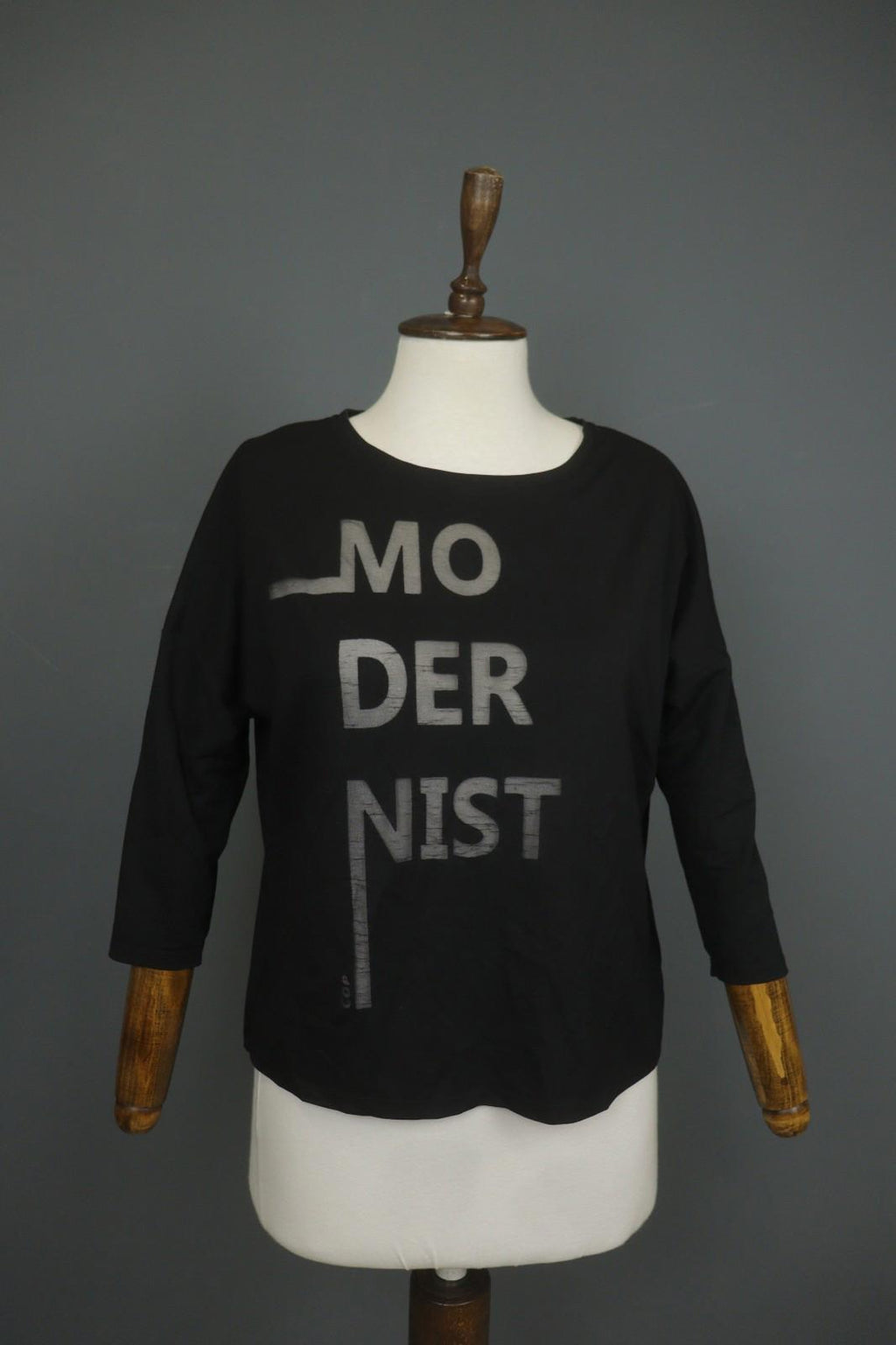 COP COPINE Black 3/4 Sleeve Crew Neck Regular Fit Pullover Modernist T-Shirt S/M