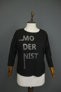 COP COPINE Black 3/4 Sleeve Crew Neck Regular Fit Pullover Modernist T-Shirt S/M