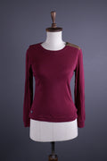 Lauren Jeans Co. Ralph Lauren Burgundy Elbow Patches Long Sleeve Top Shirt Sz M